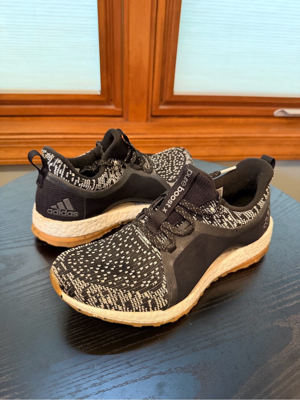 adidas Black/White Knit PureBoost with Gum Outsole